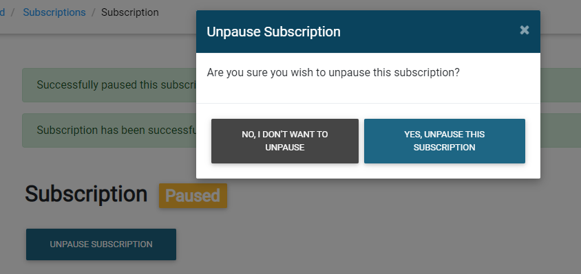 Pause or unpause your subscription