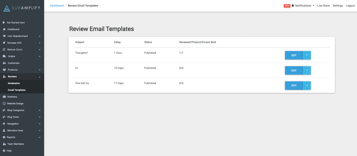 Subamplify Review Email Templates